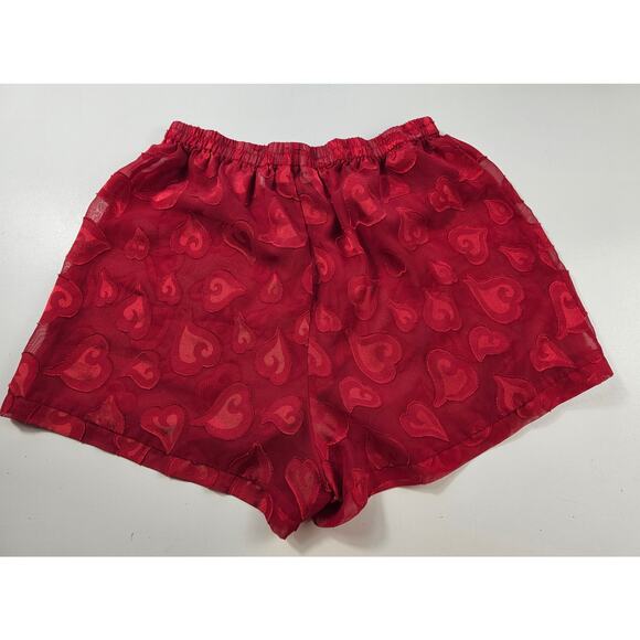Victoria's Secret sexy Valentines theme Sheer see through red heart shorts M - Picture 1 of 7